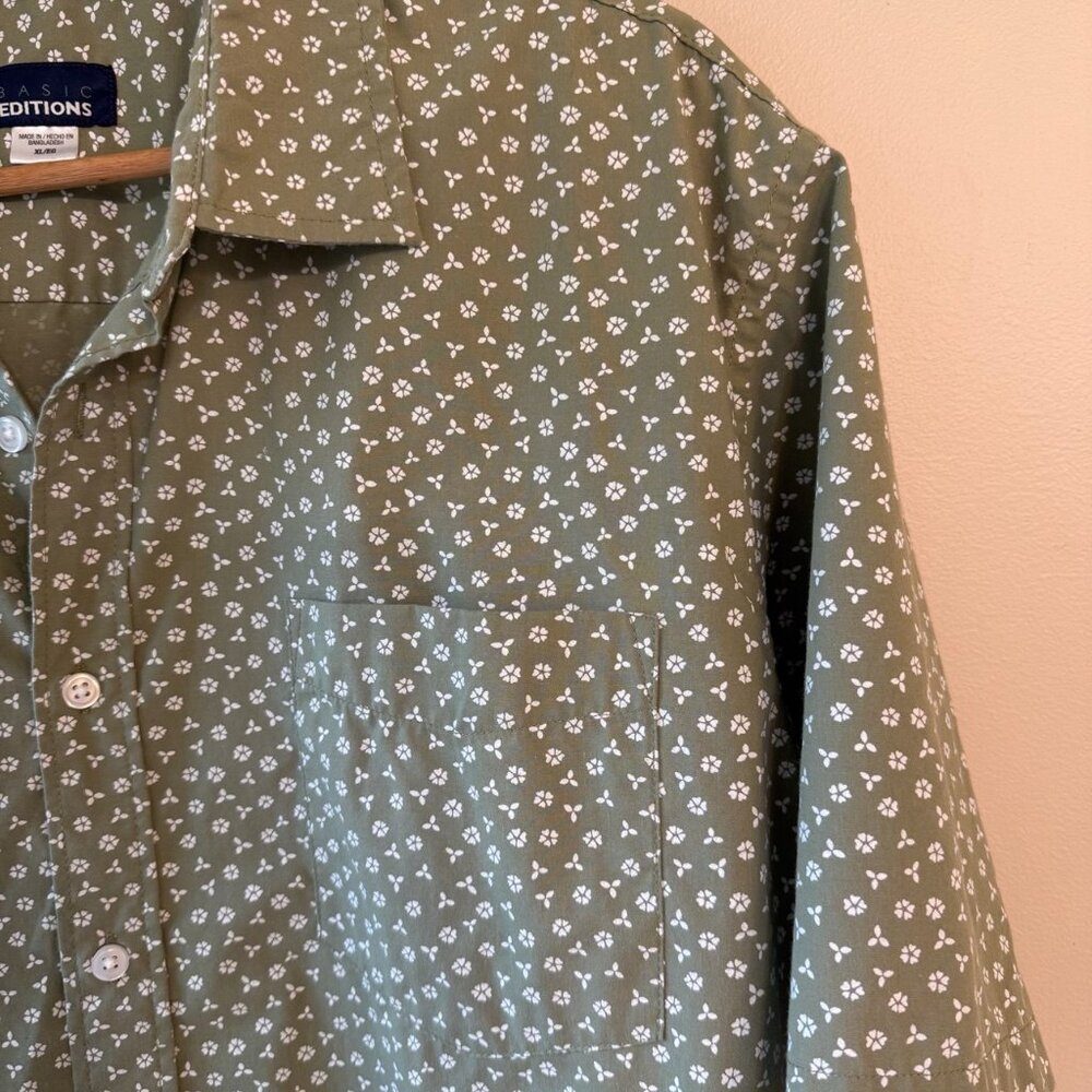 Men’s Green Tropical Shirt Short Sleeve XL Button Up Casual Summer